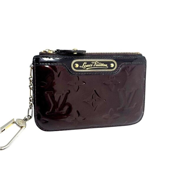 Louis Vuitton key ring coin pouch Vernis Bordeaux Pochette wallet patent leather - Picture 2 of 14